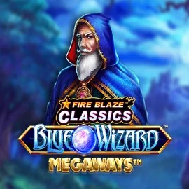 Official Slots logo: Fire Blaze Blue Wizard Megaways by Rarestone Gaming at Spinfin Casino