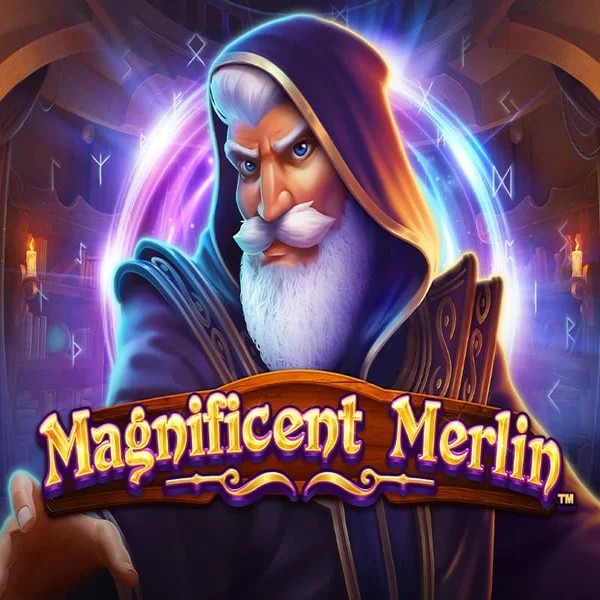 Magnificent Merlin slot logo by Greentube at Spinfin Casino