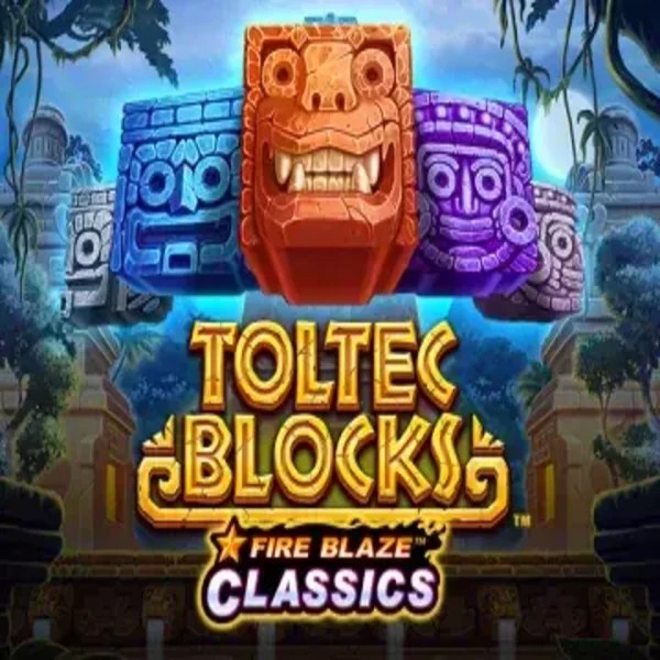 Fire Blaze: Toltec Blocks logo by Rarestone Gaming at Spinfin Casino